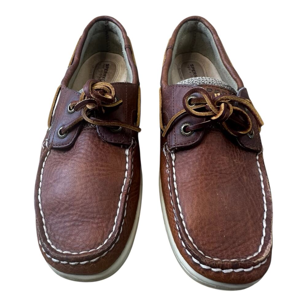 SPERRY Top Sider Classic Brown Leather Boat Fishercore Lace Up Shoe Women Sz 8.5